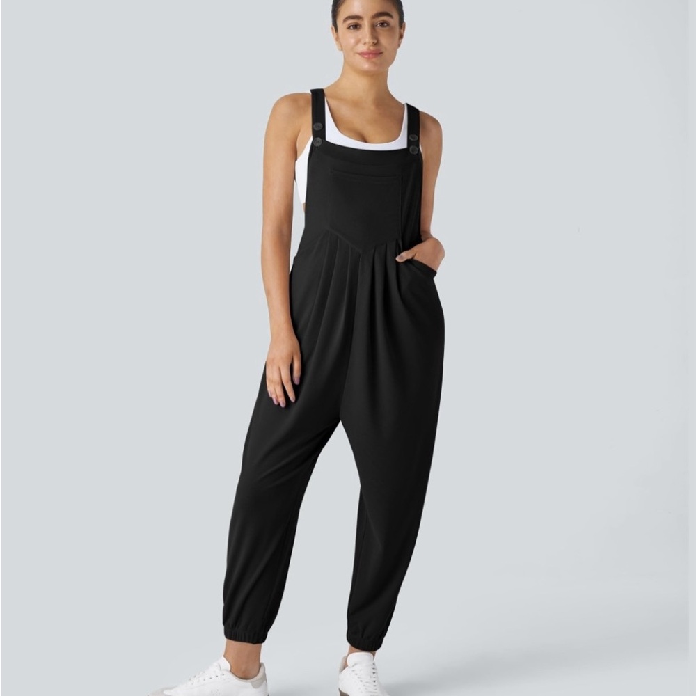 HALARA Black Athletic Jumpsuit with Tapered Legs